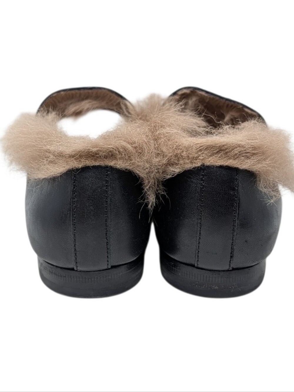 Gucci Black Leather Fur Jordaan Loafer Size EU 39 - Picture 10 of 12